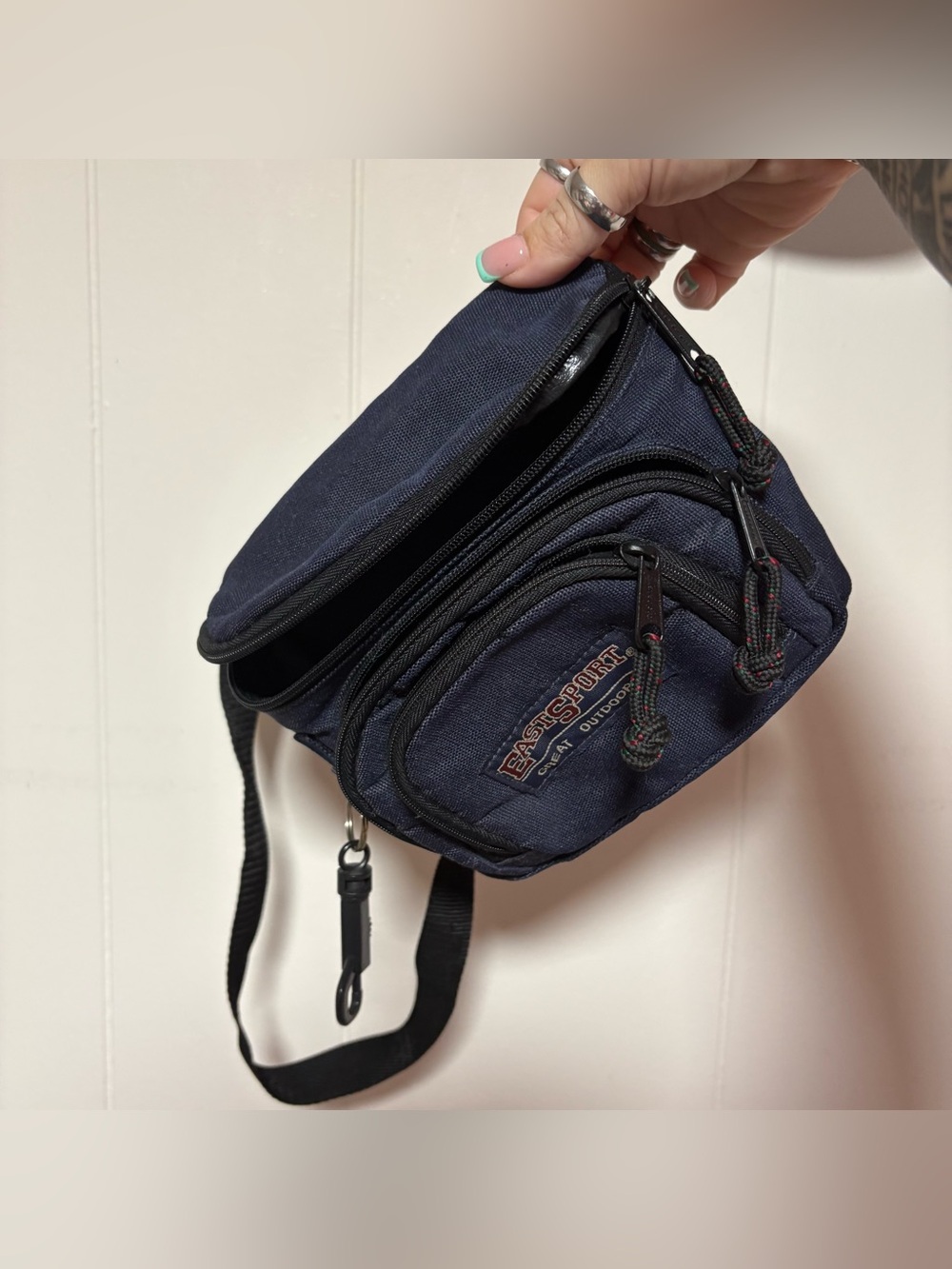 Vintage 90s East Port Navy Fanny Belt Bag Multi Pocket Outdoor Hiking Travel